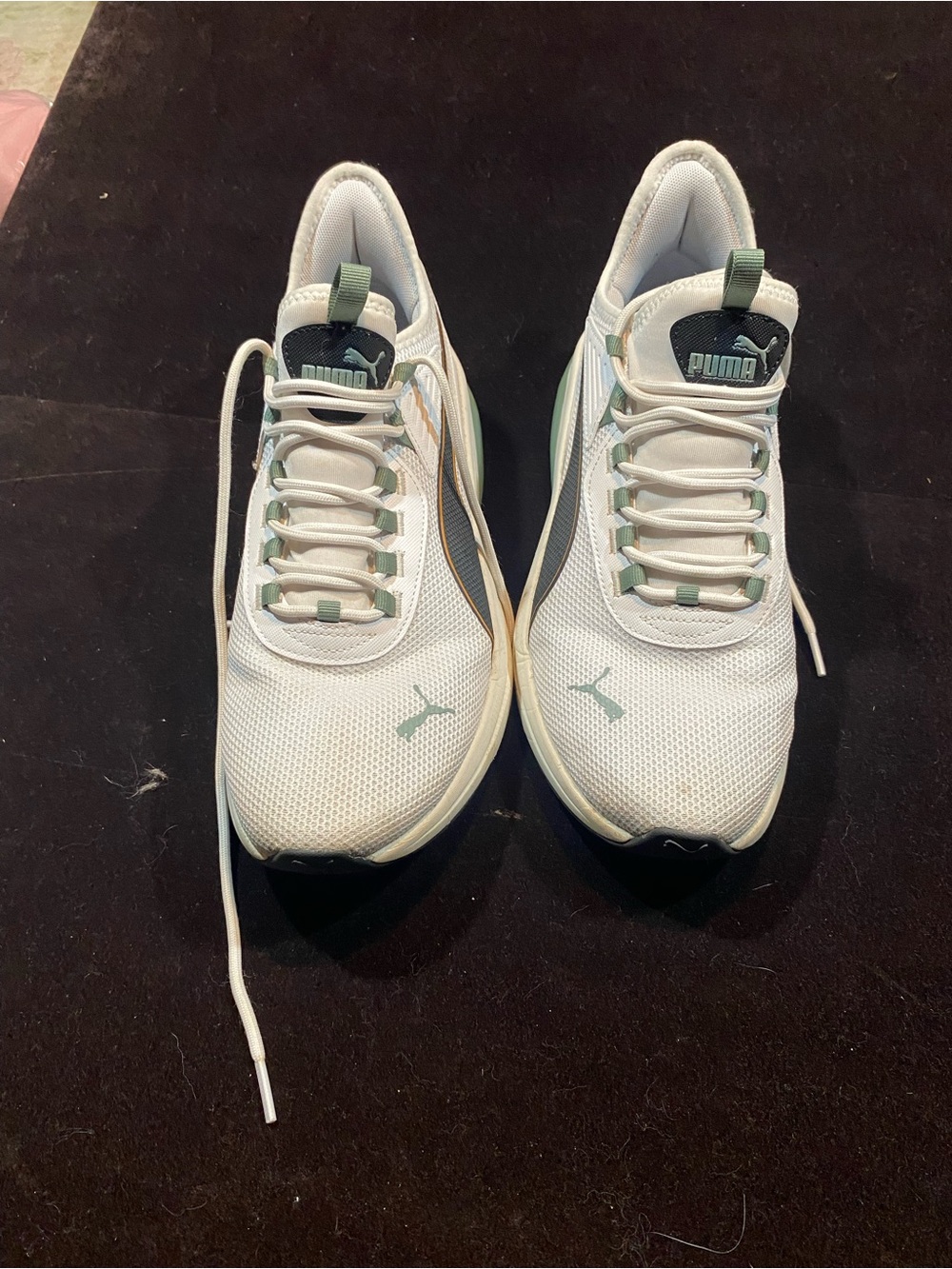 Puma Men's White Sneakers with Mint Green Accents
